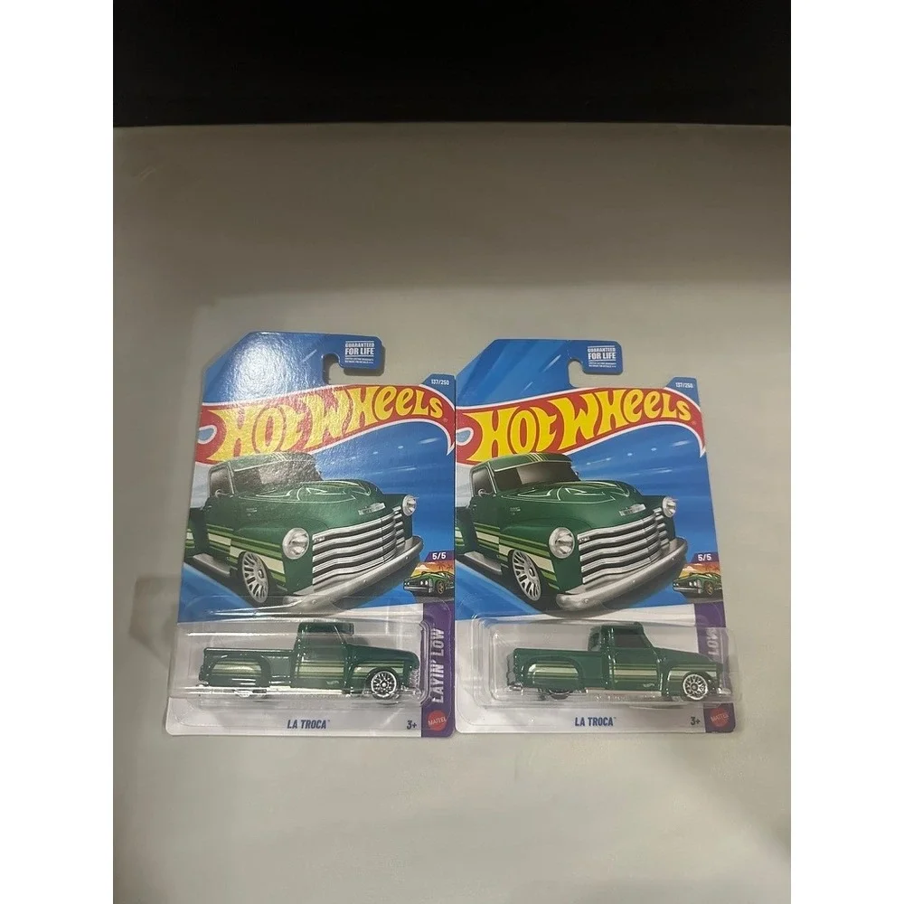 Hot Wheels La Troca Green Layin Low 5/5 137/250 Diecast Lowrider Truck Lot of 2